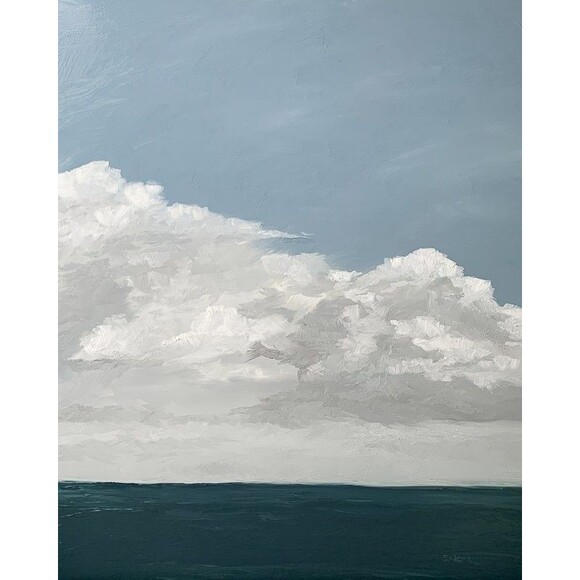 Original Seascape Oil Painting Ocean & Sky Clouds Coastal Wall Art 16x20" Signed - Picture 1 of 9